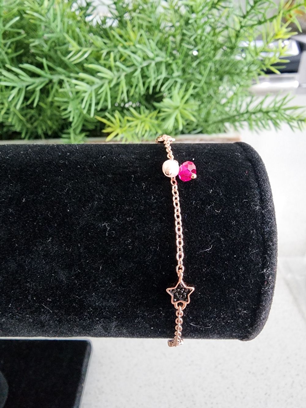 Tous Rose Gold Star Bracelet with Pink Crystal Accent